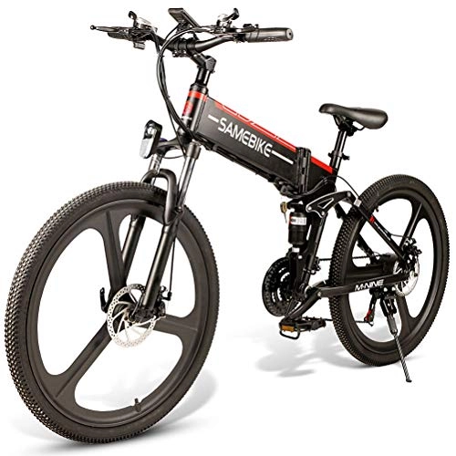 Electric Bike : LOO LA Electric Bike Mountain e-bike, 26 inch Electric Assisted Bicycle with 48V 10Ah Lithium Battery, 350W Motor, 21 Speed Shifter Accelerator Mechanical disc brake Maximum speed 30km / h