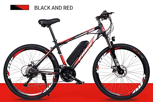 Electric Bike : LOO LA Electric mountain bike, 26-inch hybrid bicycle (36V10Ah) 27 speed Front and rear dual disc brakes, up to 35KM / H Three Working Modes, Black