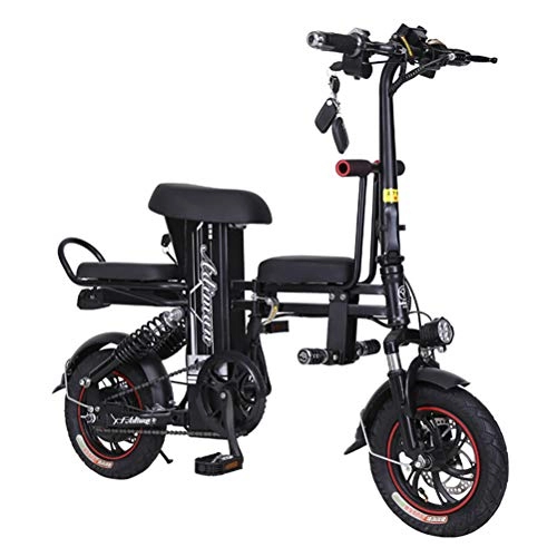 Electric Bike : LOO LA Folding Electric Bike for Adults, 12" Electric Bicycle / Commute Ebike with 250W Motor, 48V 8Ah Battery Shock Damper For Sports Outdoor Cycling Work Out And Commuting, Black