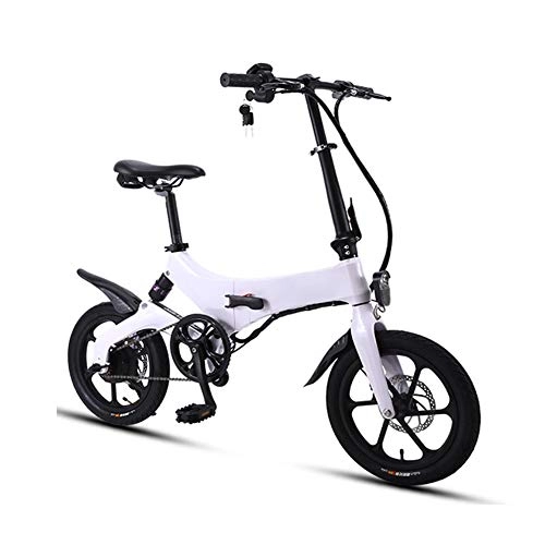 Electric Bike : LPsweet Folding Electric Bicycle, Detachable 36V Suspension Aluminum Alloy Frame Light Folding City Bicycle Non-Slip Explosion Proof for Adult Student, White, 5.2AH