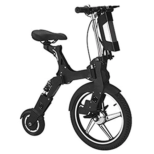 Electric Bike : LPsweet Folding Electric Bicycle, Two-Wheeled Small Electric Car Lithium Battery Aluminum Alloy Frame Adult Mini Battery Car for Men And Women, Black