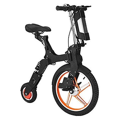 Electric Bike : LPsweet Folding Electric Bicycle, Two-Wheeled Small Electric Car Lithium Battery Aluminum Alloy Frame Adult Mini Battery Car for Men And Women, Orange