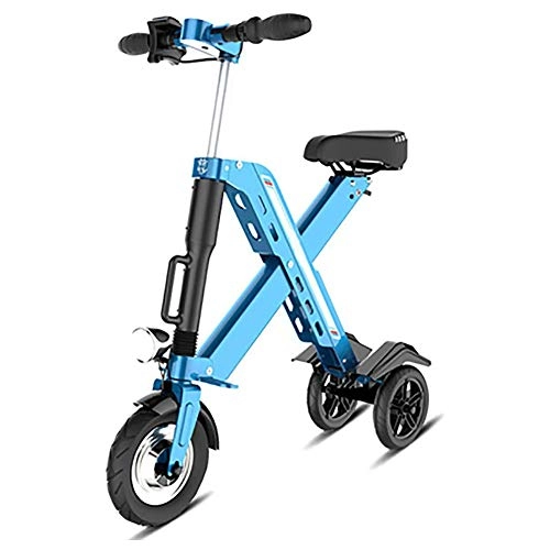 Electric Bike : LPsweet Folding Electric Bike, Adult Mini Folding Electric Car Bike Aluminum Alloy Frame Lithium Battery Bike Outdoors Adventure for Adult, Blue