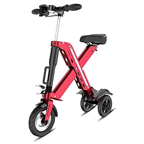 Electric Bike : LPsweet Folding Electric Bike, Adult Mini Folding Electric Car Bike Aluminum Alloy Frame Lithium Battery Bike Outdoors Adventure for Adult, Red
