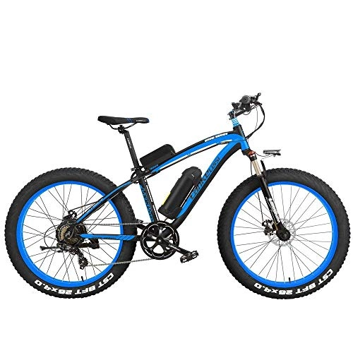 Electric Bike : LUO Electric Bike 26 inch Pedal Assist Electric Mountain Bike Mens Cruiser Cycling Roadbike 4.0 Fat Tire Snow Bkie 1000W / 500W Strong Power 48V Lithium-Ion Battery 7 Speed, Black Blue