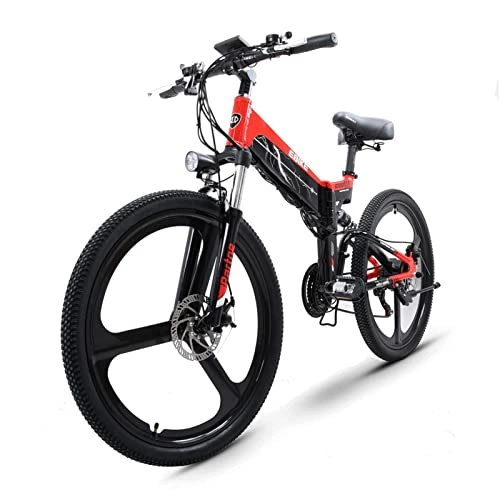 Electric Bike : LWL Electric Bike for Adults Foldable 26 Inch Fat Tire e bikes 15.5-24.8 mph 500W 48V 24AH Hidden Lithium Battery Electric Mountain Bike 21 Speed Electric Bicycle (Color : 48v10.4ah)
