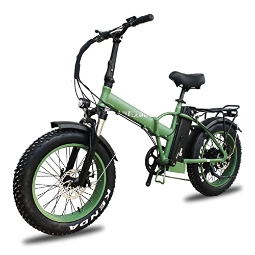 Electric Bike : LWL Electric Bike for Adults Foldable 750W 48V 14.9 mph Electric Bicycle 20" Fat Tire Snow E Bike Powerful Electric Bicycle Mountain Snow Ebike (Color : Green)