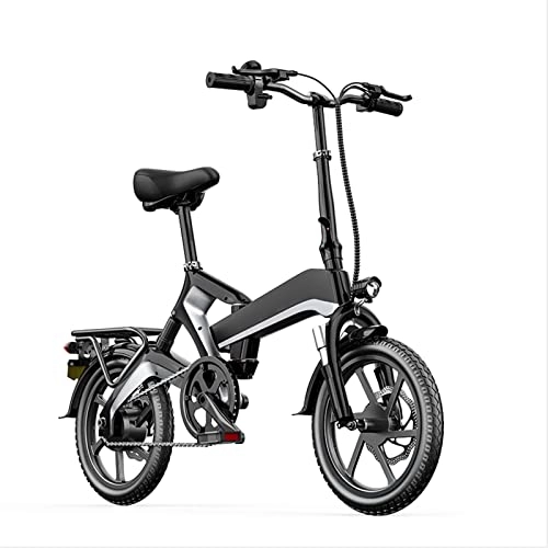 Electric Bike : LWL Electric Bikes for Adults 400W Electric Bike Foldable for Adults Lightweight Electric Bicycle 48V 10Ah Lithium Battery 16 Inch Tire Electric Mini Folding E Bike (Color : Black)
