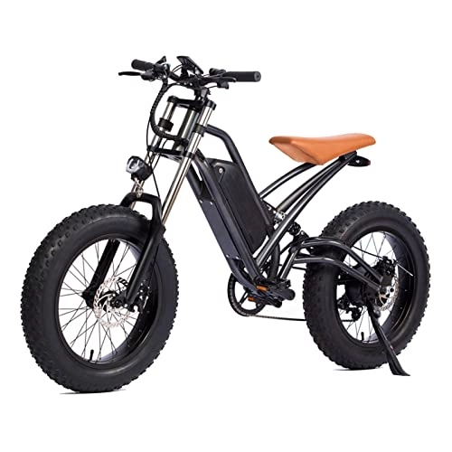 Electric Bike : LWL Electric Bikes for Adults 750W Electric Bike for Adults 20 inch Fat Tire Electric Bicycle 48V 13Ah Lithium Battery Double Shock Beach Snow E-Bike (Color : Black, Gears : 7 Speed)