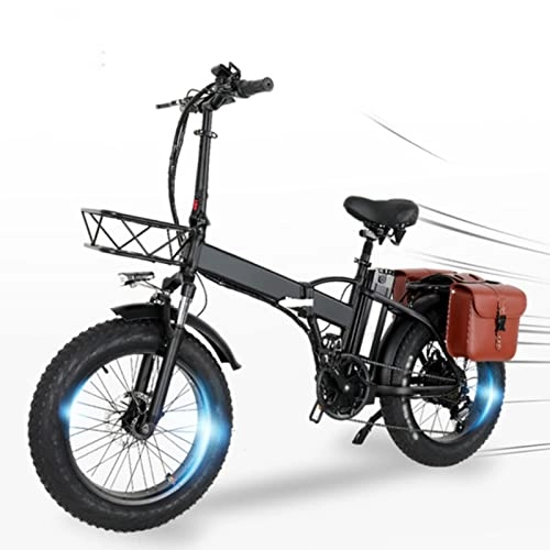 Electric Bike : LWL Electric Bikes for Adults Electric Bike Foldable for Adults 750W / 1000W48V 15Ah 20 Inch Mountain Bike Fat Bike Pedal Assist E-Bike (Color : 48V15AH750W bag, Number of speeds : 2 PCS batteries)