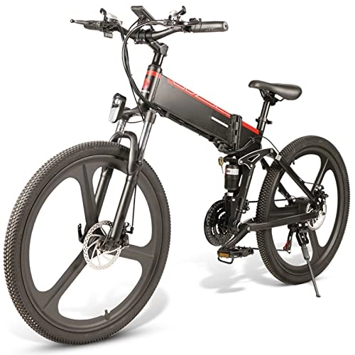 Electric Bike : LWL Folding Electric Bike 26inch Electric Mountain Bike Foldable Commuter E-Bike, Electric Bicycle with 500W Motor |48V / 10.4Ah Lithium Battery | Aluminum Frame | 21-Speed Gears