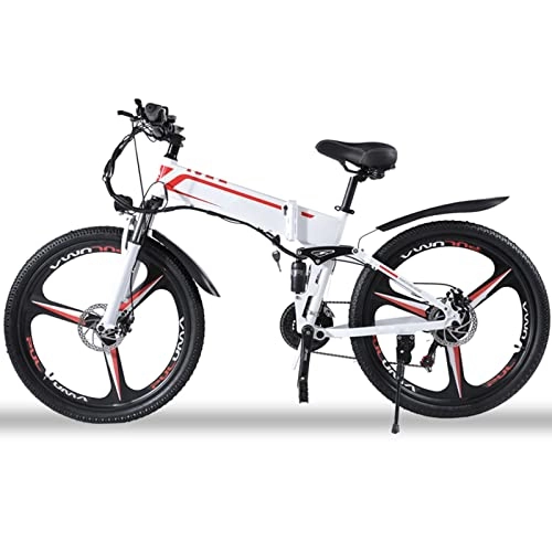 Electric Bike : LWL Folding Electric Bike for Adults 250W / 500W / 1000W Motor 48V / 12.8Ah Removable Battery 26“ Electric Bike Snow Beach Mountain Ebike for Women and Men (Color : White, Size : 12.8A battery)