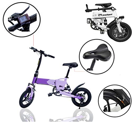 Electric Bike : LYGID Electric bicycle Folding E-bike 14 inch 48V 5.2AH with Lithium Battery Max Speed 25 km / h, Disc Brakes 30-50 km Mileage, B