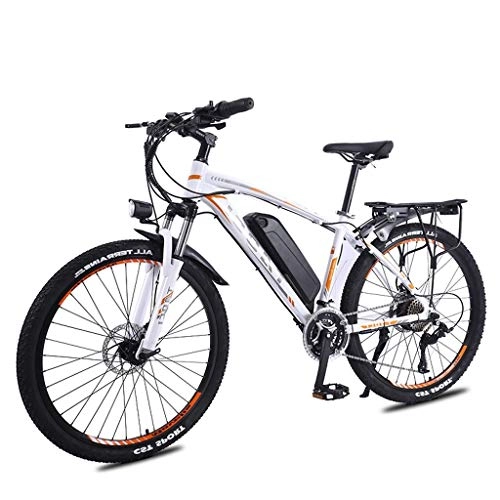 Electric Bike : LYRWISHLY 26" Electric Mountain Bike, 350W Brushless Motor, Removable 36V13Ah Waterproof And Dustproof Lithium Battery, Tektro Dual Disc Brakes Suspension Fork (Color : White)