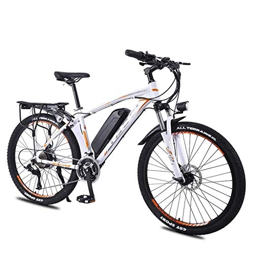 Electric Bike : LYRWISHLY 26 Inch Wheel Electric Bike Aluminum Alloy 36V 13AH Lithium Battery Mountain Cycling Bicycle, 27 Transmission City Bike Lightweight (Color : White)