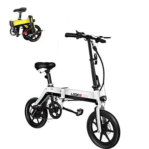 Electric Bike : LYRWISHLY Adults Folding Electric Bike, 36V E-bike with 10.0Ah Lithium Battery, City Bicycle Max Speed 25 km / h, Disc Brake (Color : White)