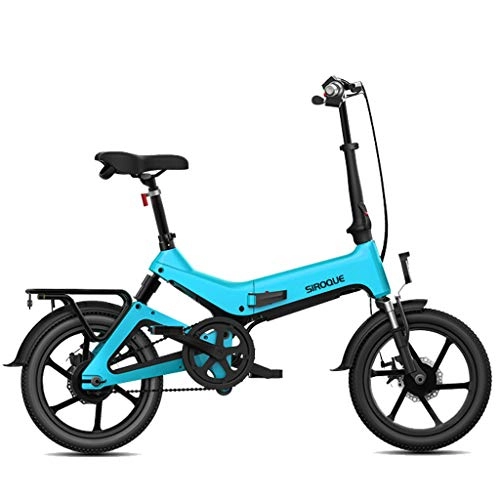 Electric Bike : LYRWISHLY Electric Bike, Foldable Bike With 250W Brushless Motor, App Support, 16 Inch Wheel Max Speed 25 Km / h E-Bike For Adults And Commuters (Color : Blue)