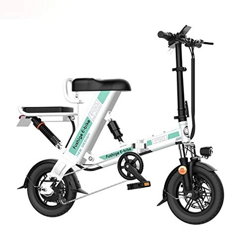 Electric Bike : LYRWISHLY Electric Bike, Urban Commuter Folding E-bike, Max Speed 25km / h, 14inch Adult Bicycle, 200W / 36V Charging Lithium Battery (Color : White)