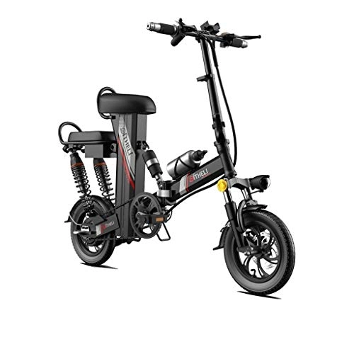 Electric Bike : LYRWISHLY Electric Folding For Adults Bike 14" With 48V 350W 30Ah Lithium-ion Battery, City Mountain Bicycle Booster 100-400KM. (Color : Black, Size : Range:300km)