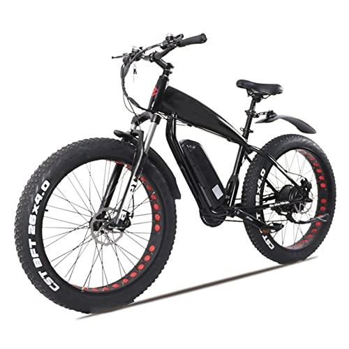 Electric Bike : LYUN 1500W High Speed Motor Electric Bike for Adults 43 Mph 26 Inch Fat Tire Electric Mountain Bicycle 48V Lithium Battery Electric Bike (Color : Black 48v 1500w, Number of speeds : 27)