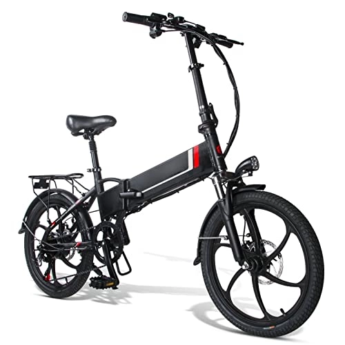 Electric Bike : LYUN 350W Electric Bike Foldable for Adults Lightweight 20 Inch Aluminum Folding Electric Bicycle 48V 10.4AH Lithium Battery Ebike (Color : Black)