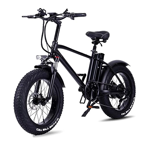 Electric Bike : LYUN 750W Adult Electric Bike 20'' Fat Tire Electric Bicycle 15Ah Removable Lithium Battery Electric Bike Electric Mountain Bike (Color : Black)