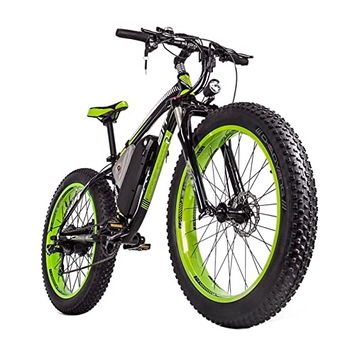 Electric Bike : LYUN Electric Bike 26" Electric Mountain Bike with 1000W Motor, Removable 48V 17Ah Battery, Professional 21 Speed Gears, 20MPH Electric Bike for Adults (Color : Green)