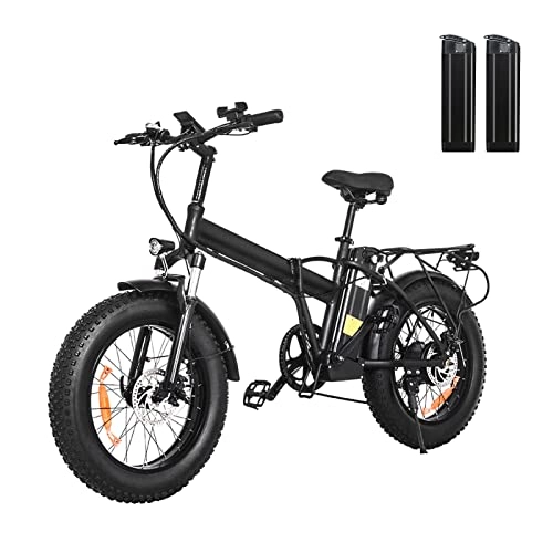 Electric Bike : LYUN Electric Bike Foldable 1000W 48W Lithium Battery for Adults 20 Inch 4.0 Fat Tire Electric Bike Outdoor Mountain Bike Electric Bicycle (Color : 2 Battery)