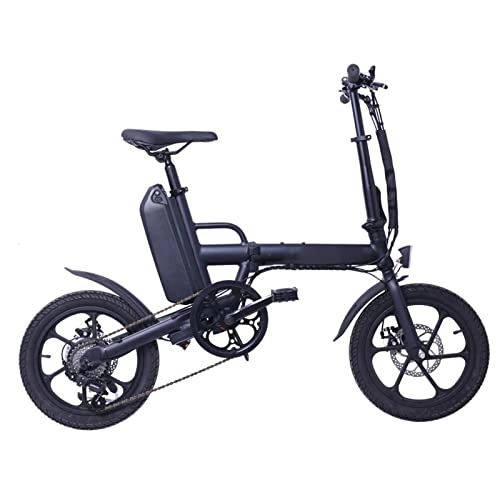Electric Bike : LYUN Electric Bike Foldable for Adults 250W 16-Inch Variable-Speed Folding 15. 5 mph Electric Bicycle 36V13Ah Lithium Battery Ebike (Color : Black)