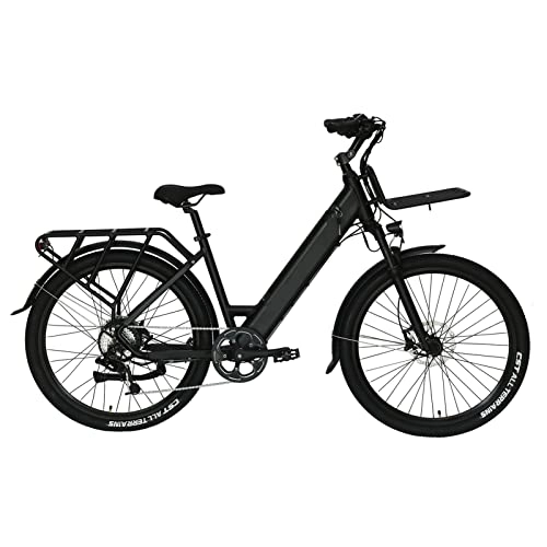Electric Bike : LYUN Mountain Electric Bike 500W for Women 27.5 Inch Adult E Bike Urban City 48V Disc Brake Electric Bicycle (Color : Black, Number of speeds : 8 speeds)