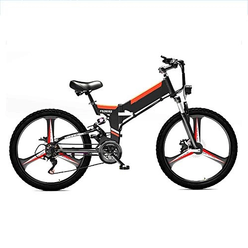 Electric Bike : LZMXMYS electric bike, 24" Electric Bike, Folding Electric Mountain Bike with Super Lightweight Aluminum Alloy, Electric Bicycle, Premium Full Suspension And 21 Speed Gears, 350 Motor, Lithium Battery