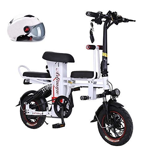 Electric Bike : LZMXMYS electric bike, 350W Folding Electric Commuter Bike, 12'' City Ebike with 8Ah Removable Lithium-Ion Battery Electric Bicycles (Color : White, Size : 8A)