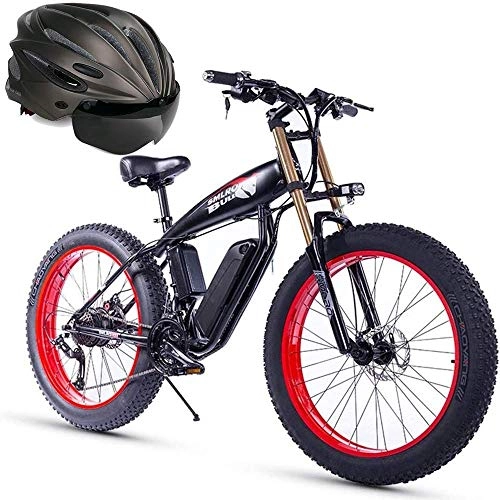 Electric Bike : LZMXMYS electric bike, Electric Bicycle Electric Bikes For Adults Electric Bike Fat Tire Electric Bike 26" 4.0, 350W Powerful Motor, 48V 15Ah Removable Battery And Professional 21 Speed (Color : Red)