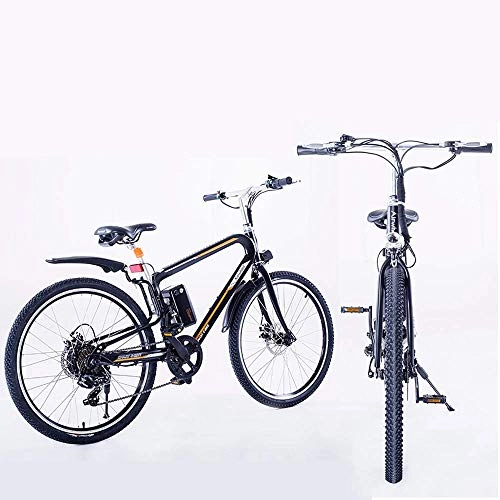 Electric Bike : LZMXMYS electric bike, Electric off-road mountain bike men's electric hybrid bicycle 26 inch electric fat bike with LED front and rear lights / three riding modes