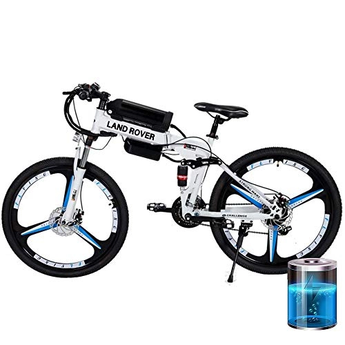 Electric Bike : LZMXMYS electric bike, Folding electric city bicycle 36V lithium battery 26 inch adult battery bicycle 21 speed front and rear integrated wheel front and rear disc brakes with LED & shock absorption sy