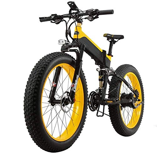 Electric Bike : LZMXMYS electric bikeElectric Bicycle Electric Mountain Bike with Suspension Fork Powerful Motor Long-lasting Lithium Battery and Wide Range Fat Bike 13ah Power Electric Bicycle Led Bike Light Gear