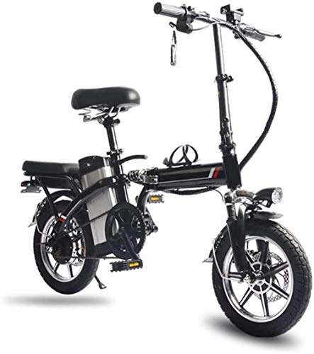 Electric Bike : min min Bike, 14" Electric Bike / Folding E-Bike / Commute Bicycle with Foldable Alloy Frame, 48V Lithium-Ion Rechargeable Battery Lithium Battery Beach Snow Bicycle