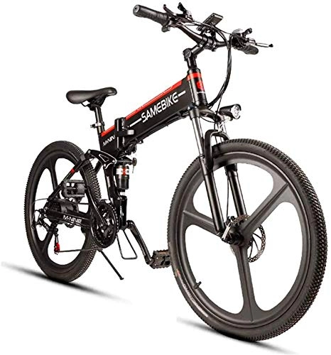 Electric Bike : min min Bike, 26'' Folding Electric Mountain Bike with 350W Motor 48V 10.4Ah Lithium-Ion Battery - 21 Speed Shift Assisted E-Bike for Adults Men Women