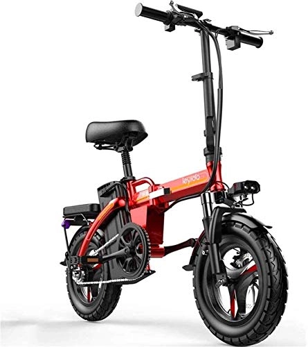 Electric Bike : min min Bike, Fast Electric Bikes for Adults Folding Portable Electric Bicycle Adult Hybrid Bike 48V Removable Lithium Ion Battery 400W Motor 14 inch Road Bike Motorcycle Scooter with Disc Brakes