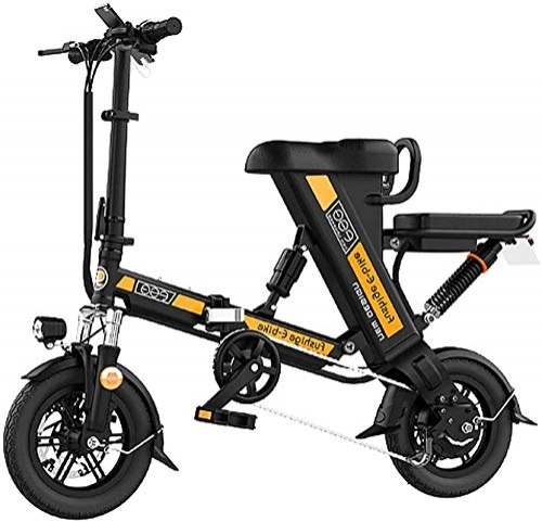 Electric Bike : min min Bike, Folding Electric Bike for Adults, 12 Inch Electric Bicycle / Commute Ebike with 240W Motor, 48V 8-20Ah Rechargeable Lithium Battery, 3 Work Modes (Color : Black, Size : 12.5AH)