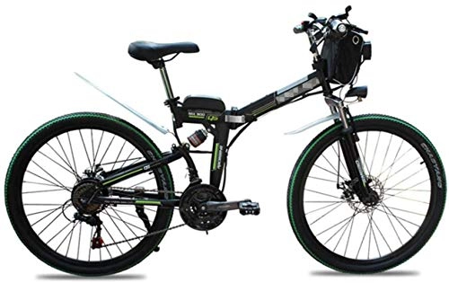 Electric Bike : min min Bike, Folding Electric Bikes for Adults 26" Mountain E-Bike 21 Speed Lightweight Bicycle, 500W Aluminum Electric Bicycle with Pedal for Unisex And Teens (Color : Green)