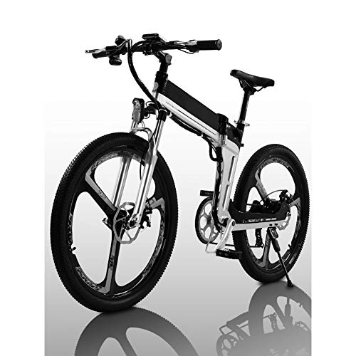 Electric Bike : Mini Electric Bike, with 400W Motor 26'' Folding Mountain Electric Bicycle Hidden Removable Lithium Battery Dual Disc Brakes City Electric Bike for Adults Unisex, Black