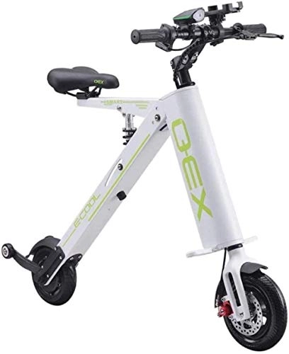 Electric Bike : Mini Folding Electric Car Adult Lithium Battery Bicycle Double Wheel Power Portable Travel Battery Car, Colour:White1 (Color : White1), Colour:White (Color : White)