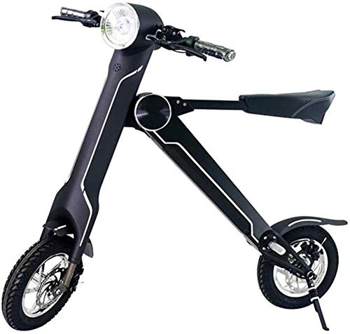 Electric Bike : MIYNTB Folding Electric Bike, Aluminum Alloy Frame Adult Mini Folding Electric Car Bike with LED Lighting Travel Pedal Small Battery Car Unisex, Black