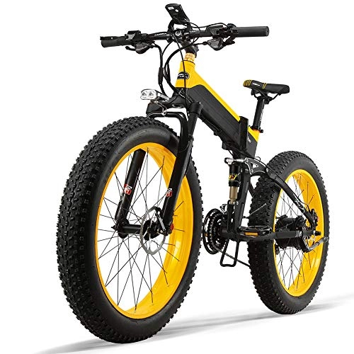 Electric Bike : MJYT Bike, Electric Bike 48V Battery Aluminum Folding Electric Bicycle 500W Powerful Mountain Electric Bike