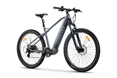 Electric Bike : Moma Bikes Unisex's E-MTB M-L EMTB 29, Aluminum, Shimano 24 Speeds, Front Suspension & Hydraulic Disc Brakes & Integrated Bat. Ion Lithium 48V 13Ah, Grey