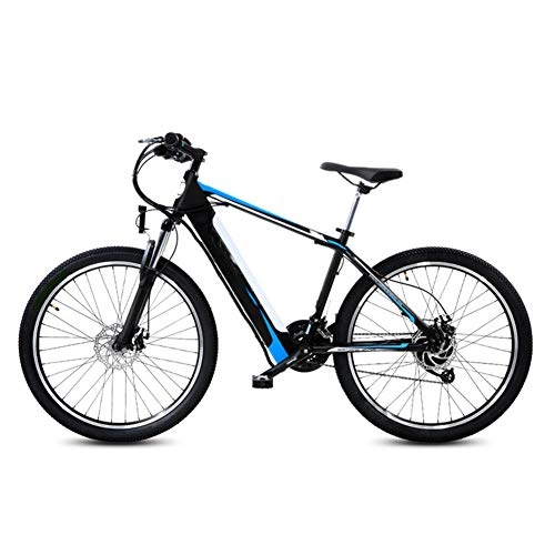 Electric Bike : Mountain Off-Road Electric Bicycle, 400W 26 Inches Adults Travel Electric Bicycle 48V Hidden Removable Battery 27 Speed Dual Disc Brakes with Back Seat, Blue