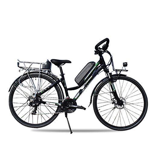 Electric Bike : Mountain Travel Electric Bike, 350W Motor 26 Inch Adults Long-Distance Riding Electric Bicycle Dual Disc Brakes 24 Speed with Helmet Long Range, Black, B 10AH