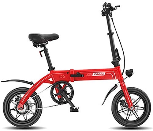 Electric Bike : MQJ Ebikes Electric Bike, Foldable 14 inch 36V E-Bike with 6-14.5Ah Lithium Battery, City Bicycle Max Speed 25 Km / H, Front and Rear Disc Brake, 3 Work Modes, Red, 130Km