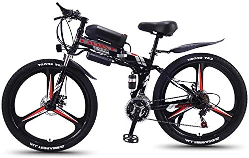 Electric Bike : MQJ Ebikes Electric Mountain Bike, Folding 26-Inch Hybrid Bicycle / (36V8Ah) 21 Speed 5 Speed Power System Mechanical Disc Brakes Lock, Front Fork Shock Absorption, up to 35Km / H, Black, One Piece Whe